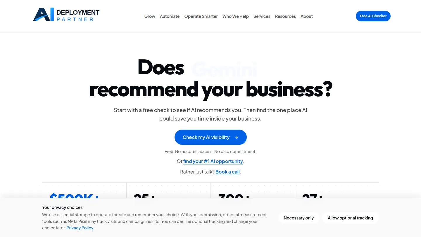 AI Deployment Partner homepage