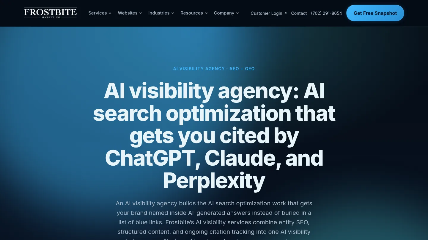 Frostbite Marketing AI visibility service page