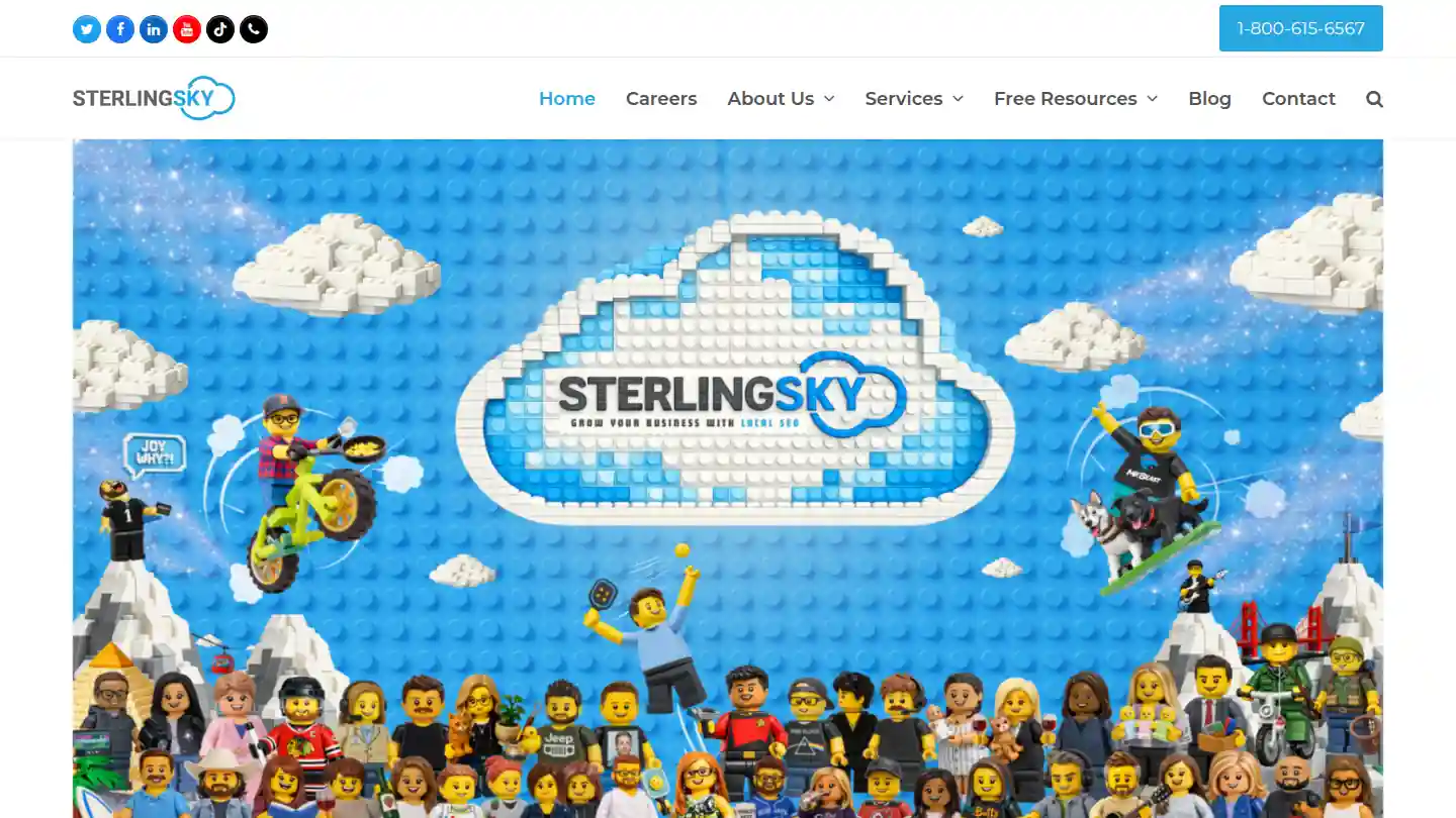Sterling Sky homepage for its local SEO agency